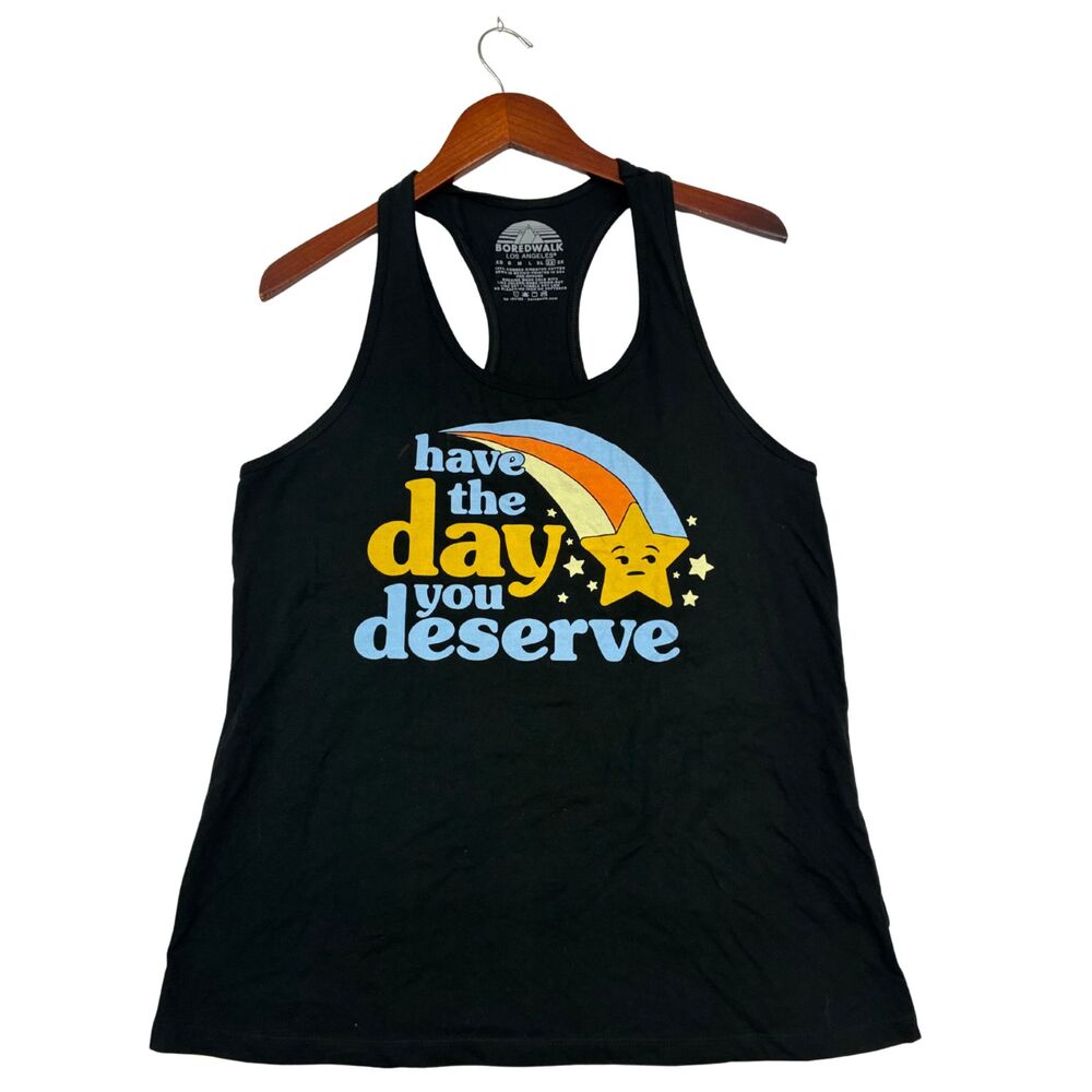 Boredwalk Have The Day You Deserve Tank Top Womens 2X Black Racerback Graphic